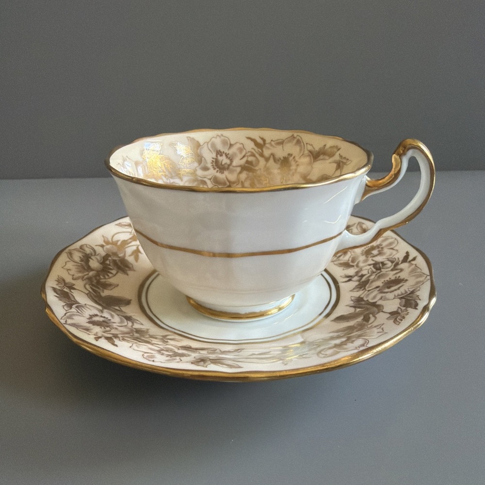 Vintage 1950s Adderley Fine Bone China Demitasse & Saucer Pink and Gold England